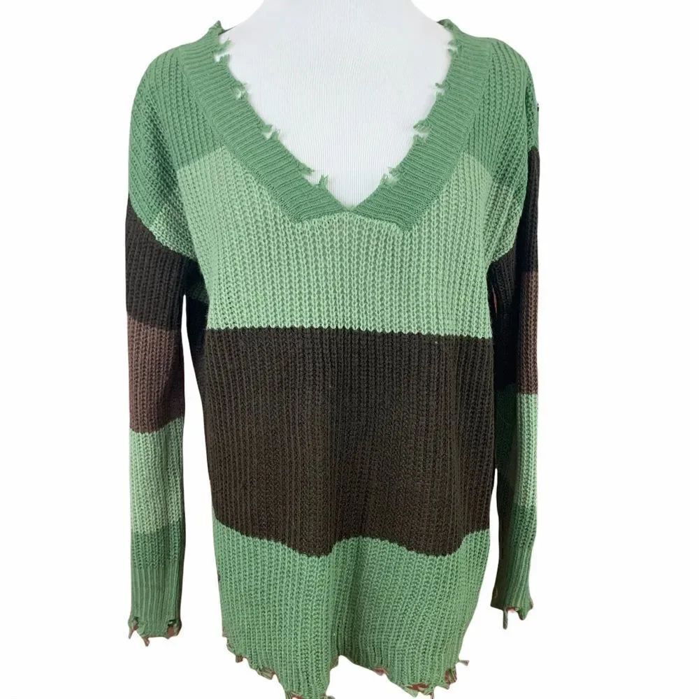Simply Southern Striped distressed sweater S